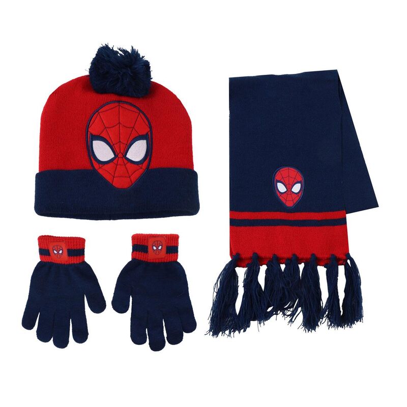 Conjunto gorro guantes bufanda cuello Spiderman Marvel
