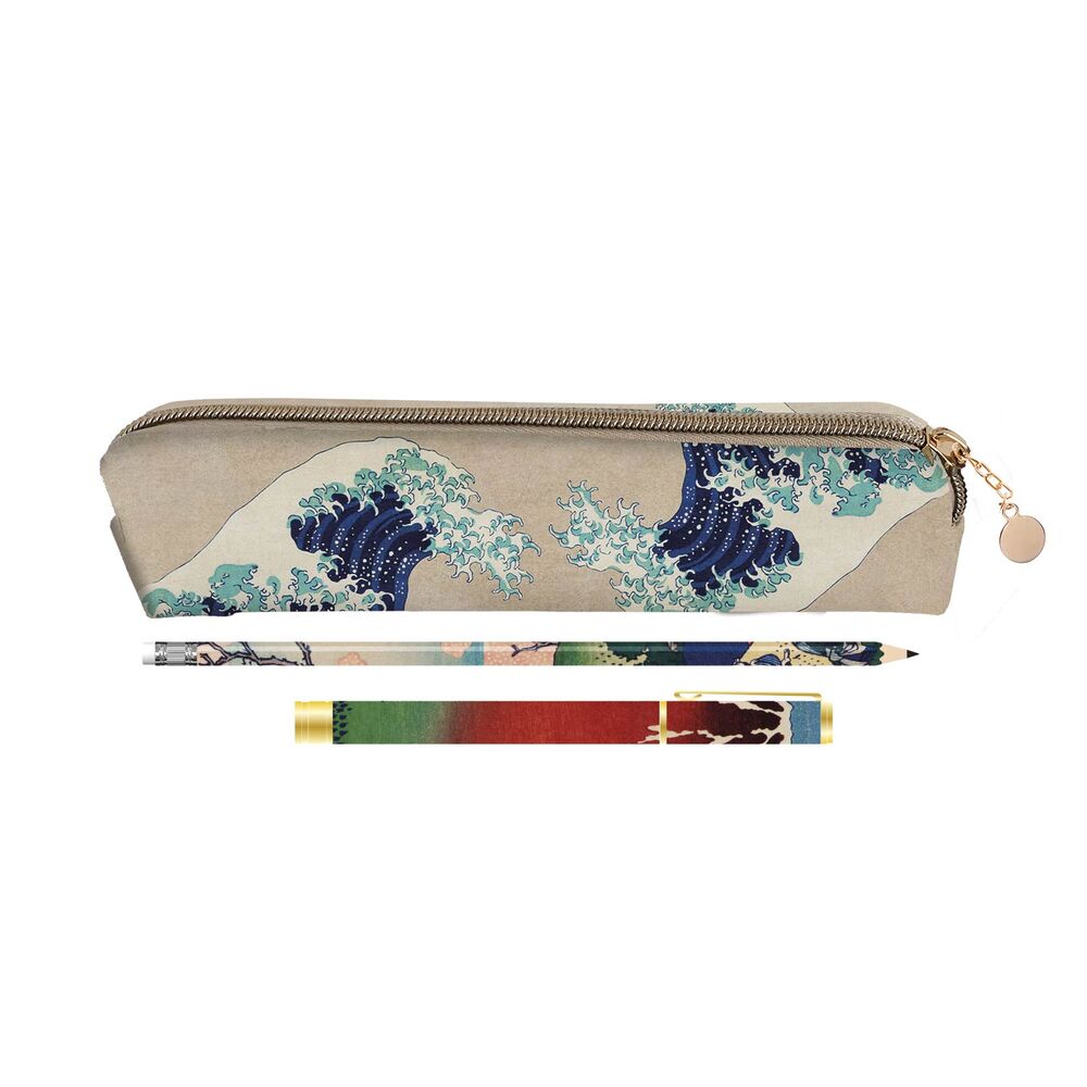 Set portatodo + boligrafo y lapiz La Gran Ola de Kanagawa Hokusai
