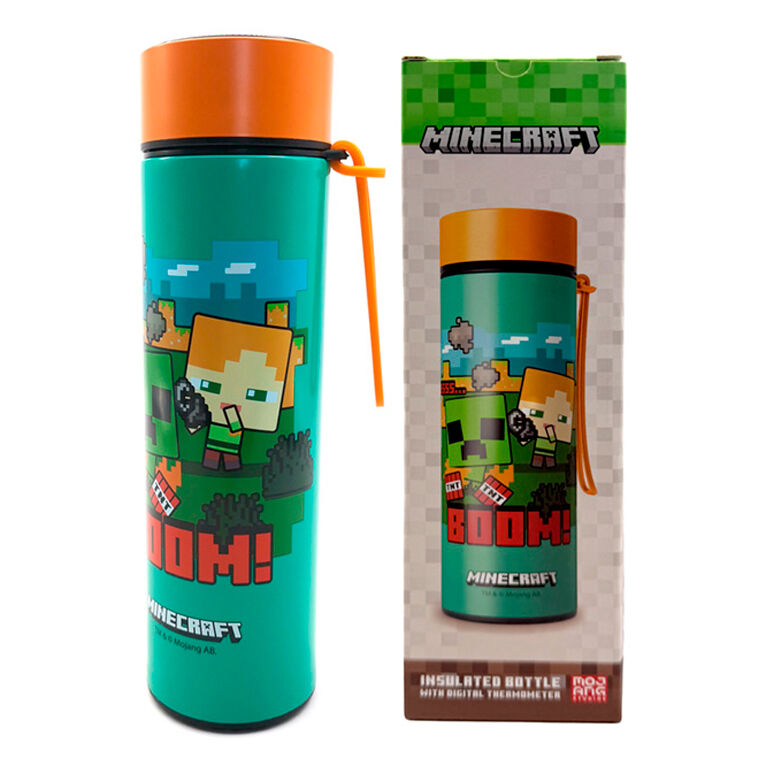 Botella acero inoxidable termo Minecraft termometro 450ml