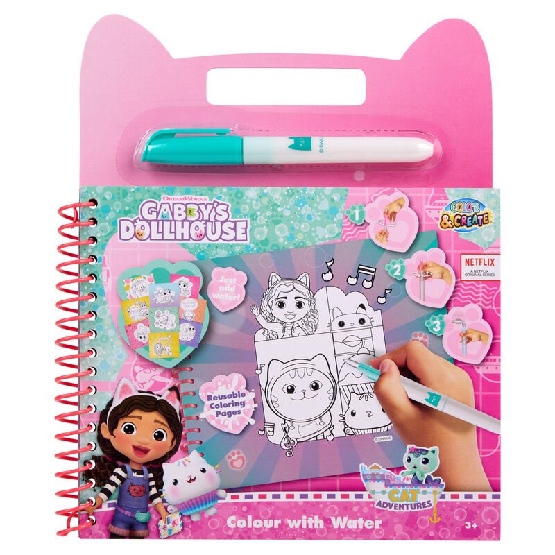 Libro magico pinta con agua La Casa de Muñecas de Gabby