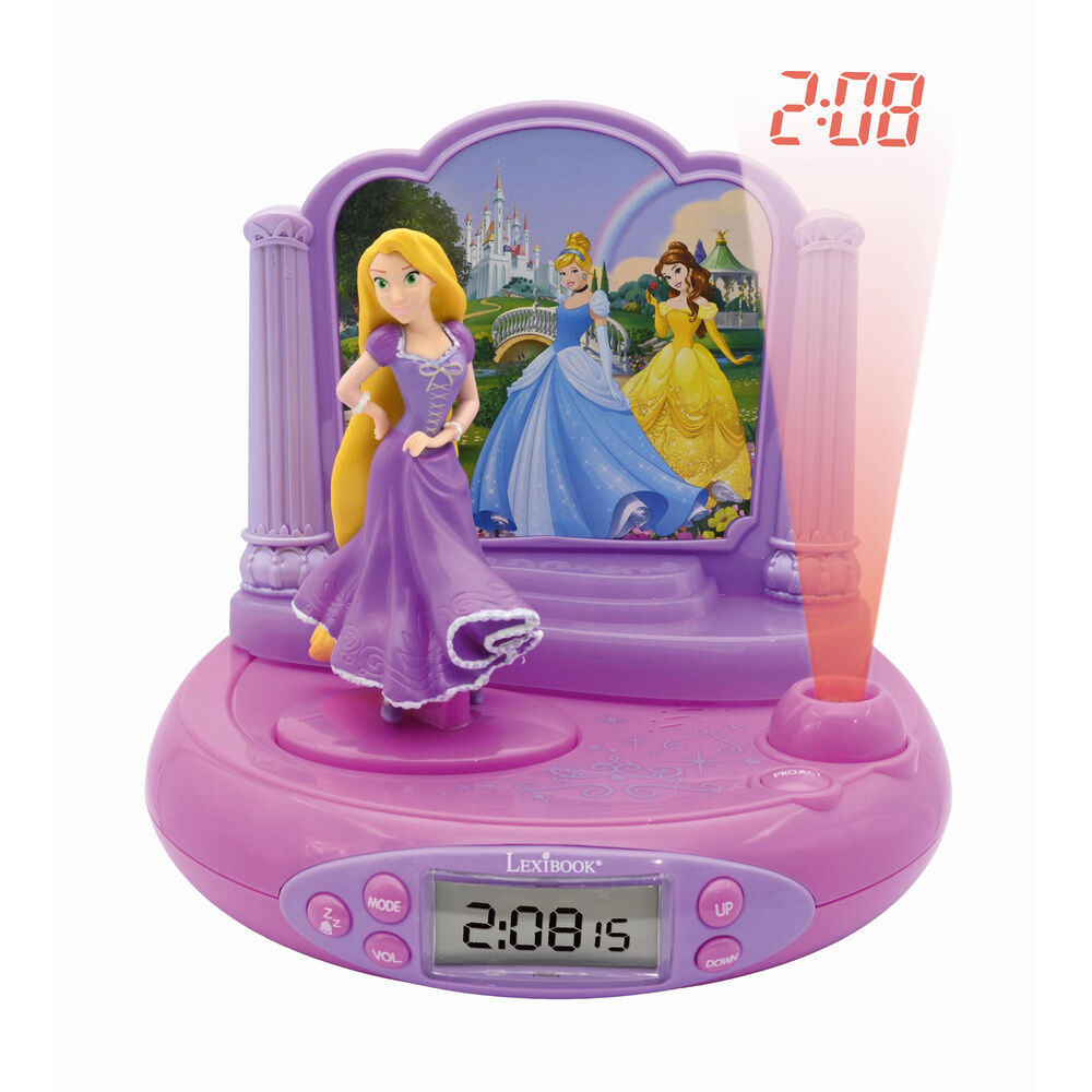Reloj Despertador Proyector 3D Rapunzel Princesas Disney