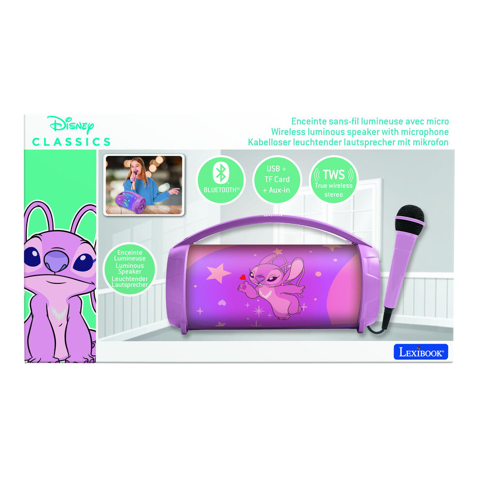 Altavoz Bluetooth Luminoso + Microfono Angel Stitch Disney