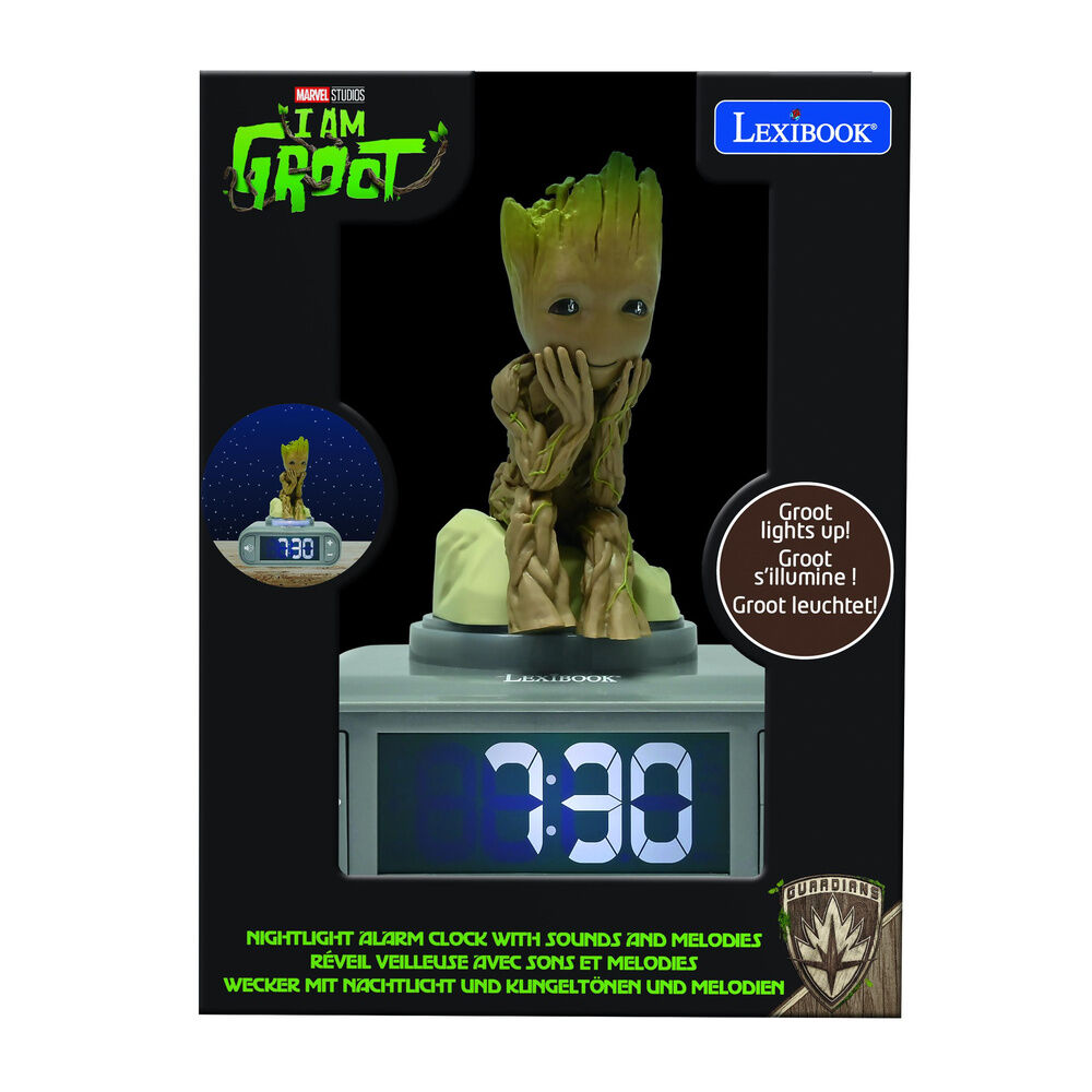 Reloj Despertador Luz Nocturna 3D Groot Guardianes de la Galaxia Marvel