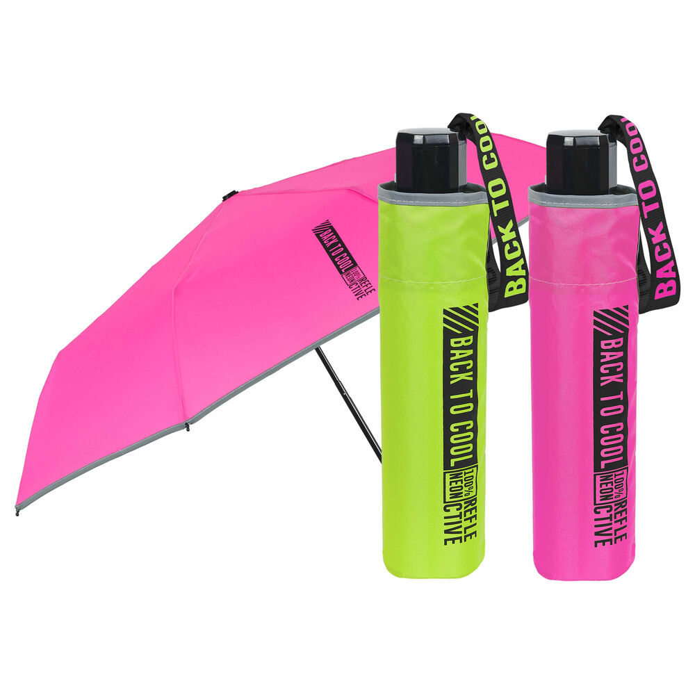 Paraguas plegable manual fucsia y verde 50cm surtido
