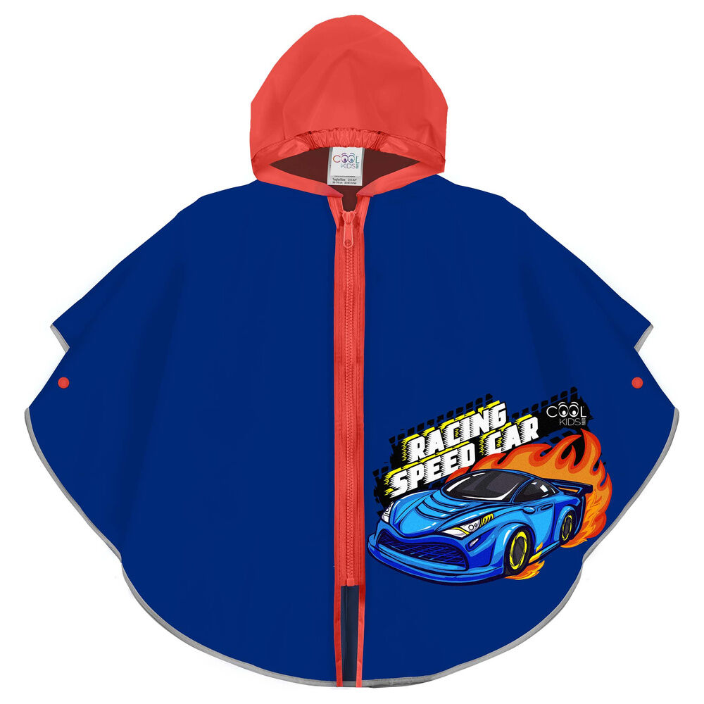 Chubasquero azul coche de carreras cremallera