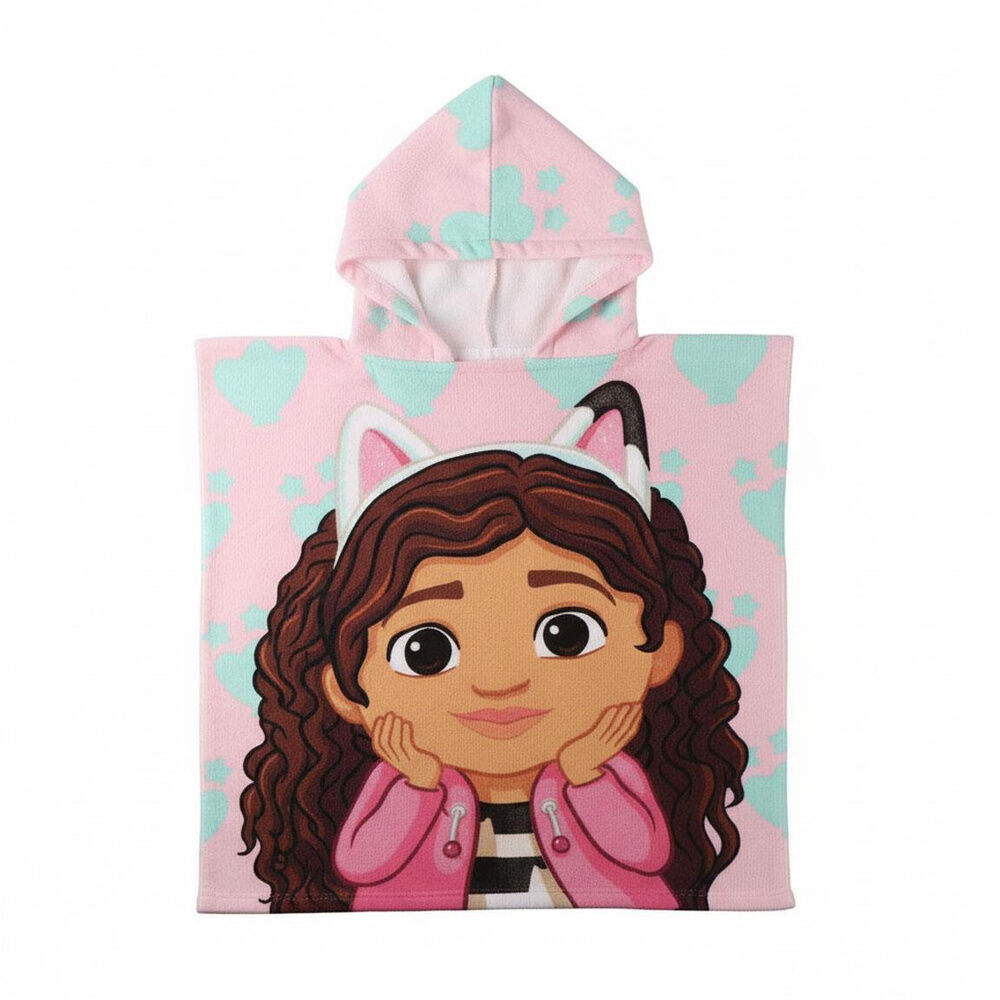Poncho toalla La Casa de Muñecas de Gabby microfibra