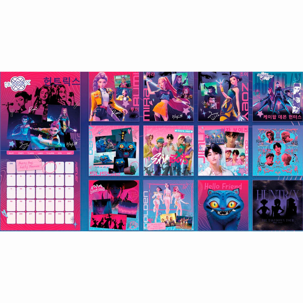 Calendario pared KPOP Demon Hunters 2026