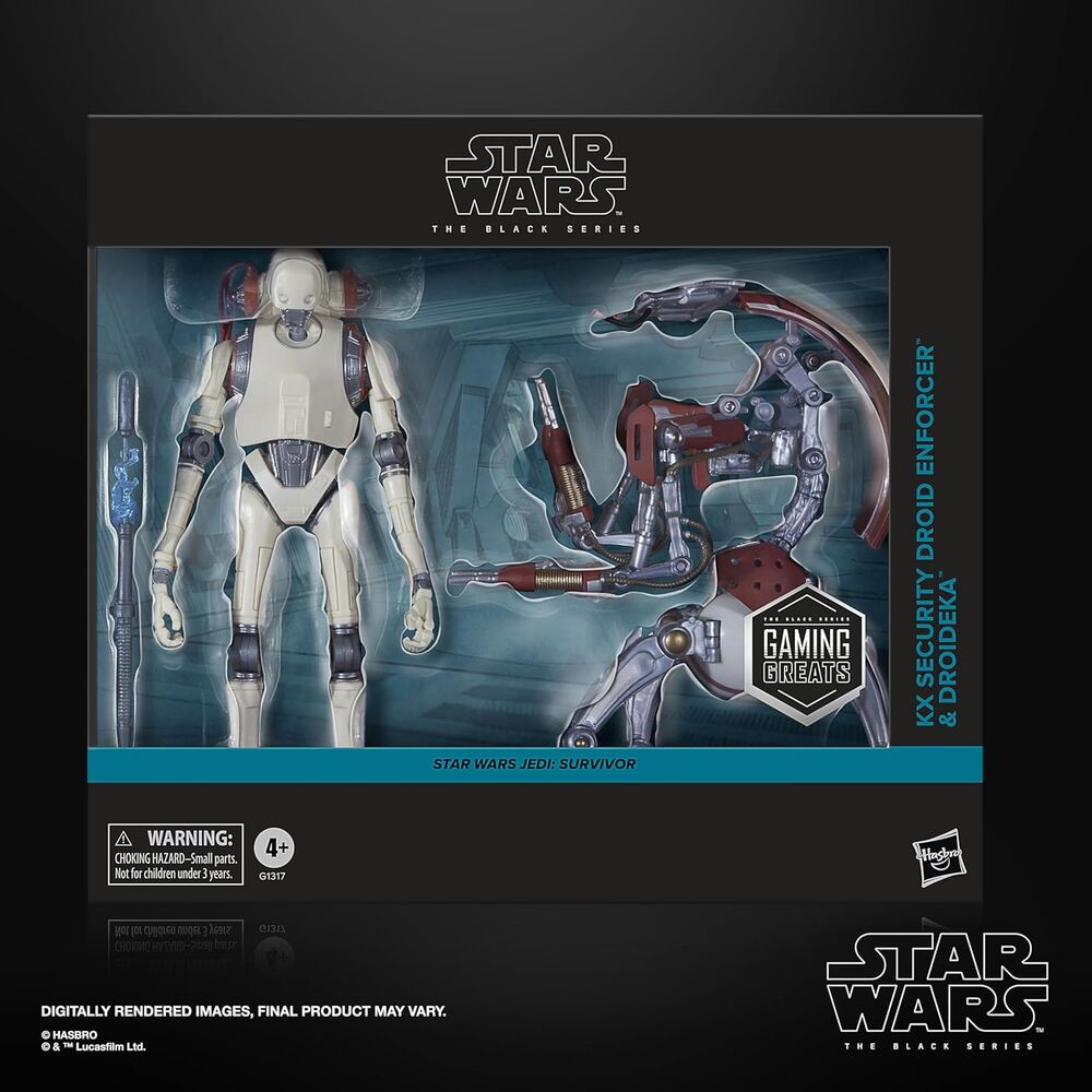Blister 2 figuras KX Security Droid Enforcer & Droideka Survivor Star Wars Jedi 15cm