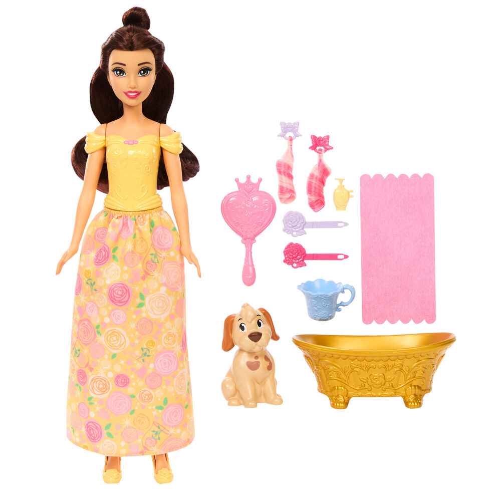 Muñeca Bella Baña y Cepilla al Perrito La Bella y la Bestia Disney