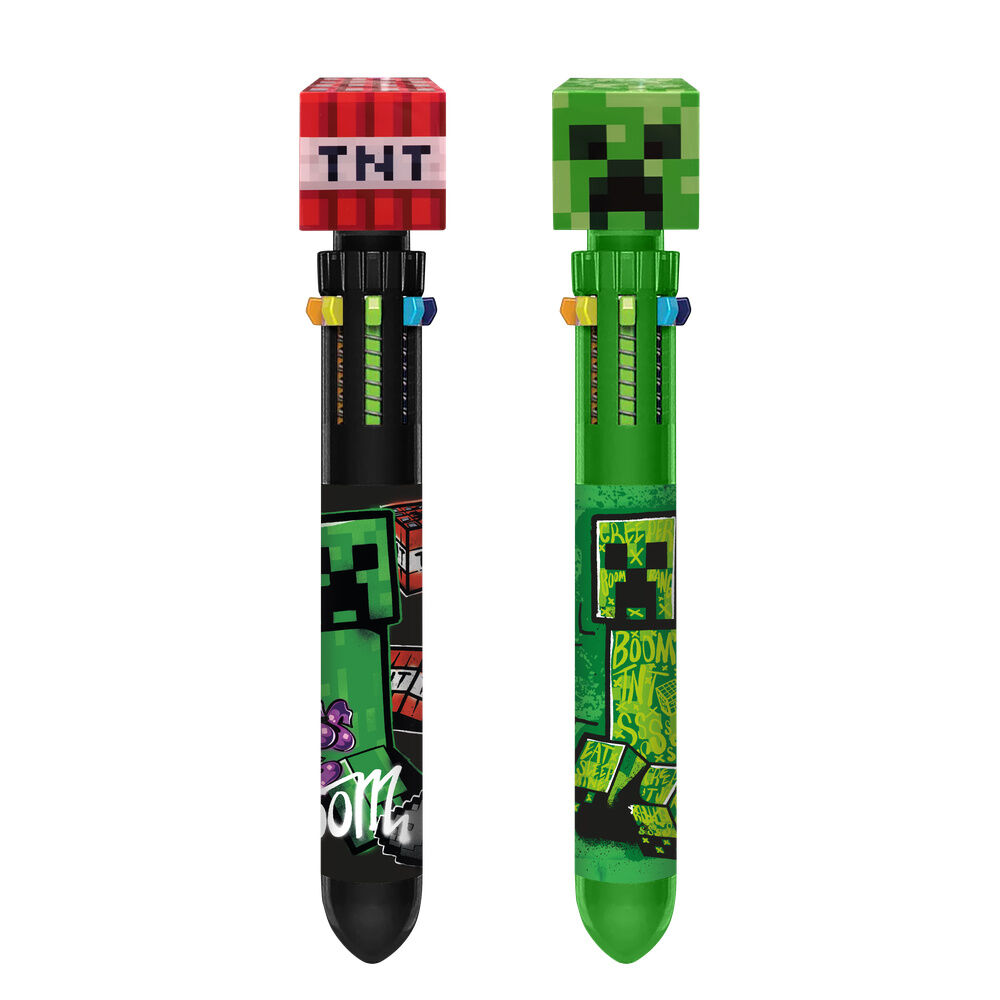 Boligrafo 10 colores topper 3D Minecraft surtido