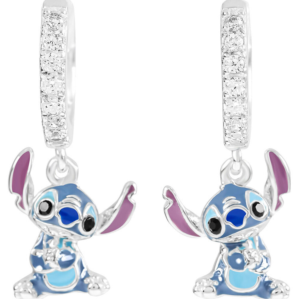 Pendientes Charm Stitch Disney plata
