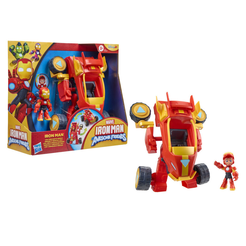 Figura + Vehiculo Iron Man y Su Superequipo Marvel