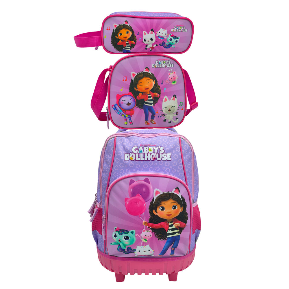 Set Trolley + portatodo + bolsa portameriendas La Casa de Muñecas de Gabby