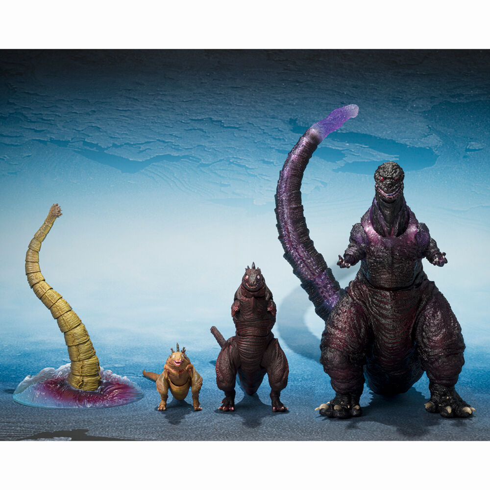 Set figuras S.H. MonsterArts The Second Form & Third Form & Giant Unidentified Creature Godzilla