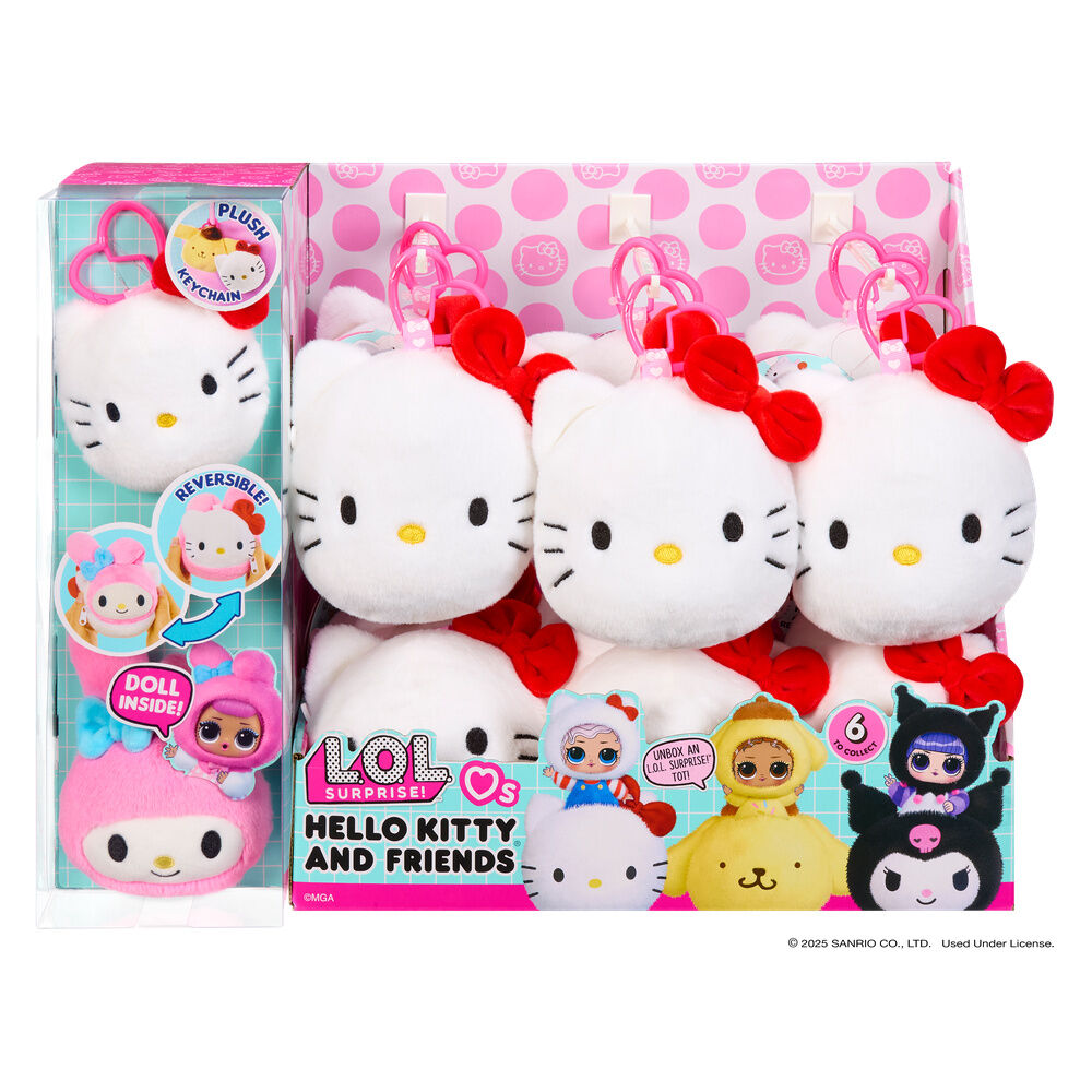 Peluche reversible muñeca sorpresa L.O.L. Surprise Loves Hello Kitty & Friends surtido