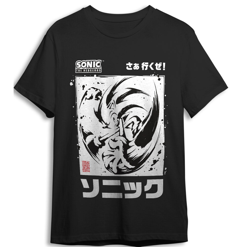 Camiseta Black Brush Sonic the Hedgehog adulto