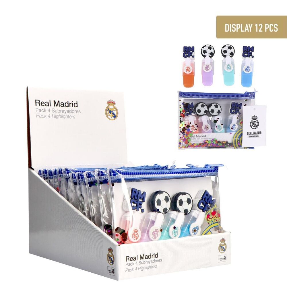 Estuche 4 subrayadores Real Madrid surtido