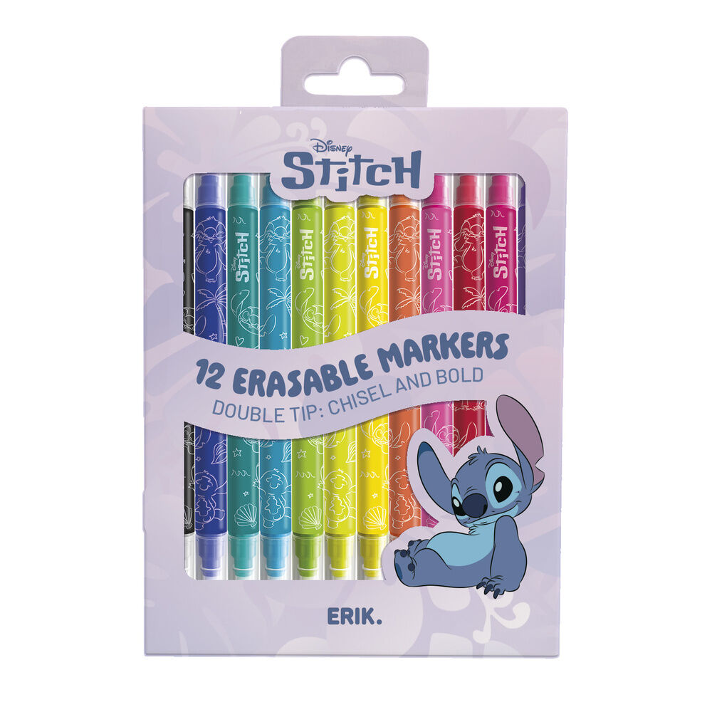 Set 12 rotuladores borrables Stitch Disney