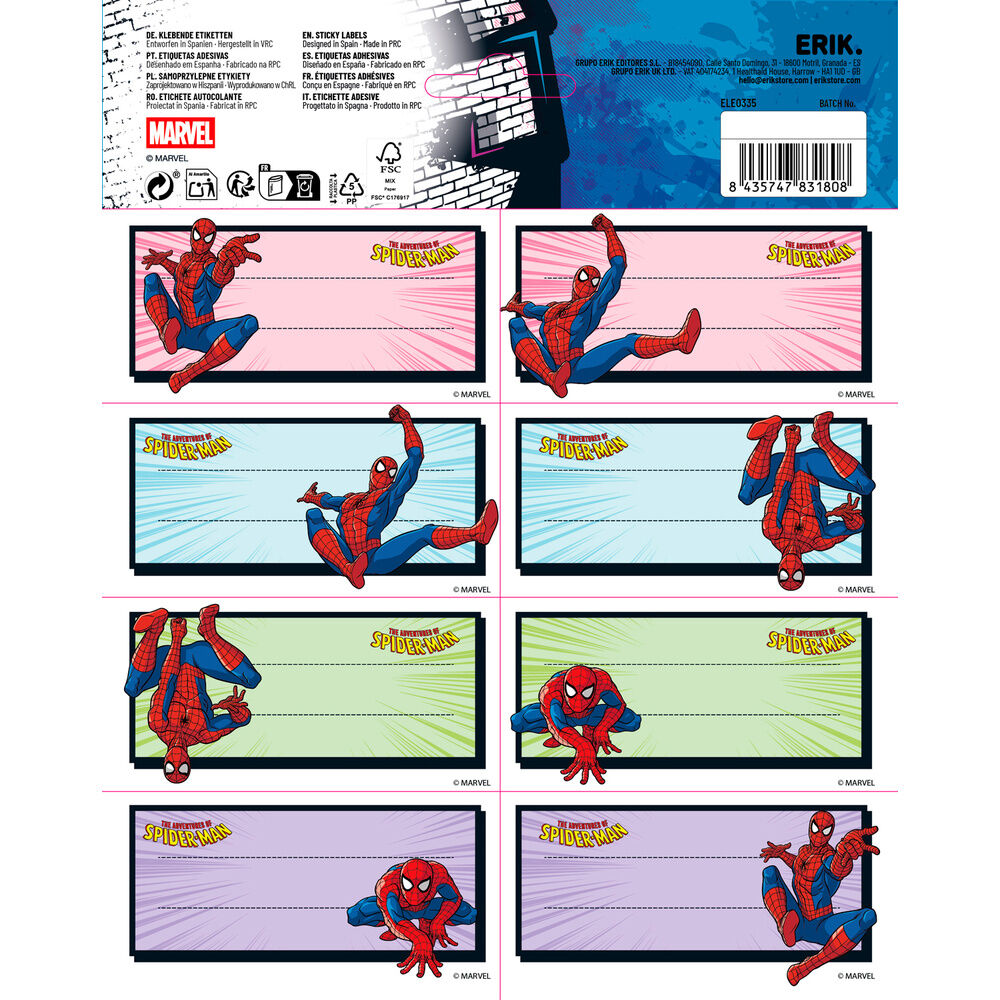 Etiquetas adhesivas Spiderman Marvel