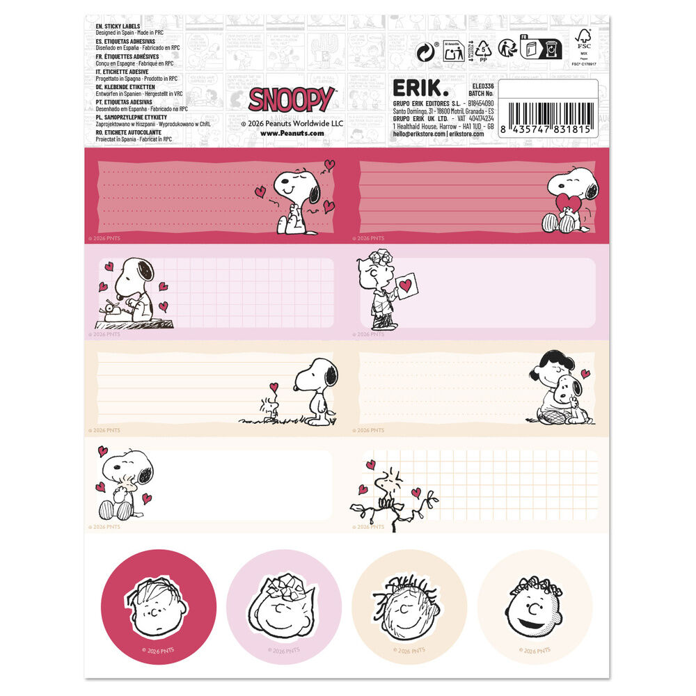 Etiquetas adhesivas Love Season Snoopy