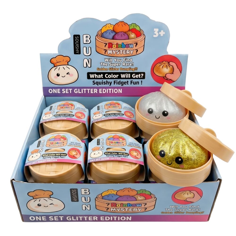Juguete antiestres sorpresa Squishy Glitter Dumpling 10cm surtido