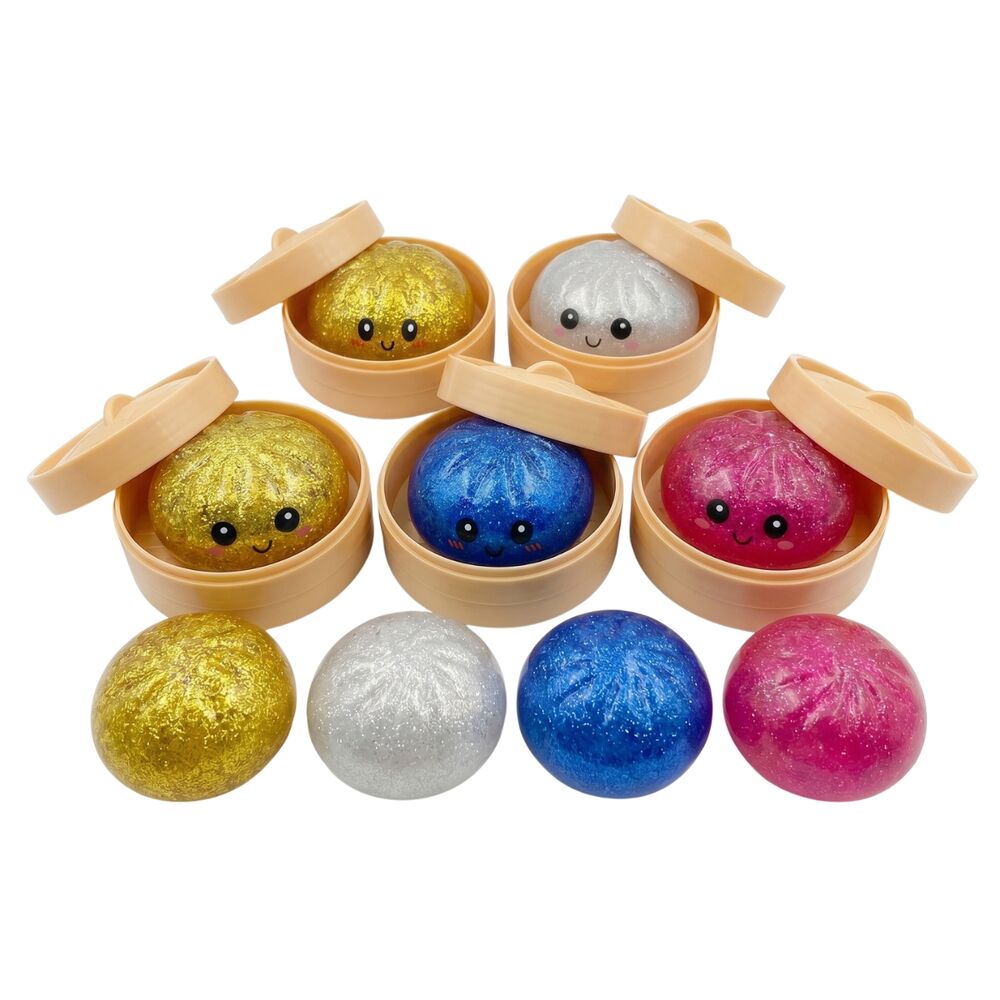 Juguete antiestres sorpresa Squishy Glitter Dumpling 10cm surtido