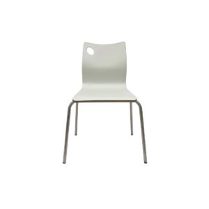 Silla AMELIE, apilable, acero inoxidable, asiento laminado HPL, blanco roto