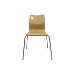 Silla AMELIE, apilable, acero inoxidable, asiento laminado HPL, color natural