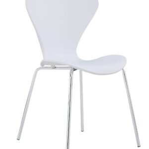 Silla ARNE NEW, apilable, cromada, polipropileno blanco