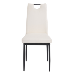 Silla AROSA, apilable, metal, similpiel blanca