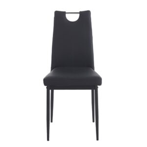 Silla AROSA, apilable, metal, similpiel negra