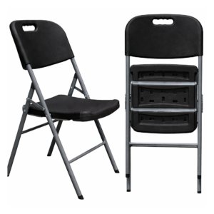 Silla BEACH NEW, plegable, metal, gris, polietileno negro