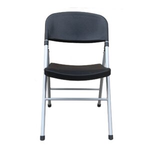 Silla BEACH, plegable, metal plata, polietileno negro