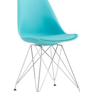 Silla BELLA (SU), cromada, carcasa y cojín turquesa
