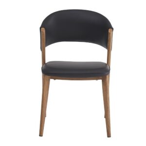 Silla CALABRIA, metal acabado de color madera, similpiel negra