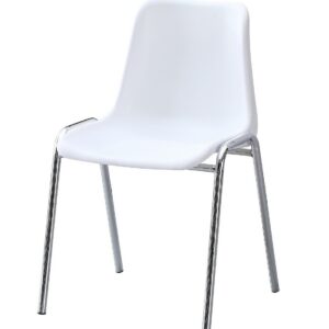 Silla CARCASA, apilable, cromada, polipropileno blanco