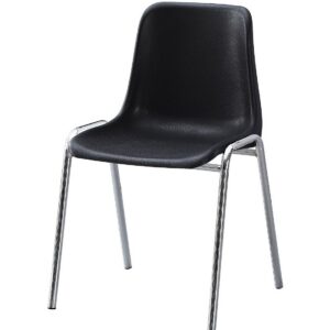 Silla CARCASA, apilable, cromada, polipropileno negro