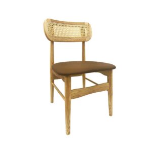 Silla CÁUCASO, madera, rejilla, similpiel marrón