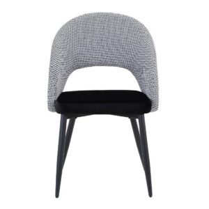 Silla CLEO, metal, tapizado pata de gallo con negro
