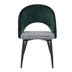 Silla CLEO, metal, tapizado verde con pata de gallo