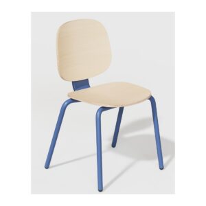 Silla COLMAR, apilable, azul, contrachapado revestido con HPL, color natural
