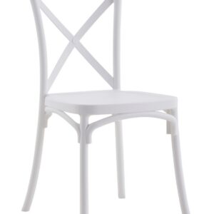 Silla CORFÚ, apilable, tratamiento anti UV, polipropileno blanco