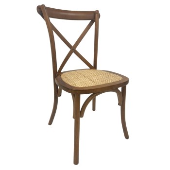 Silla CROSS SX, madera de haya, nogal, asiento de ratán