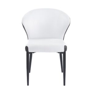 Silla DAVOS, metal, tapizado similpiel marrón y blanco