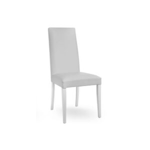 Silla DENNY, madera de haya, lacada blanca y tapizado gris claro
