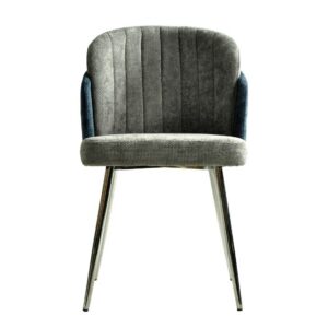 Silla DRESDE, cromada, tapizada chenilla azul y gris claro