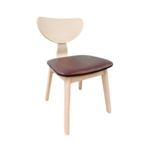 Silla DUBLIN, contrachapado de madera de hevea, natural, similpiel marrón