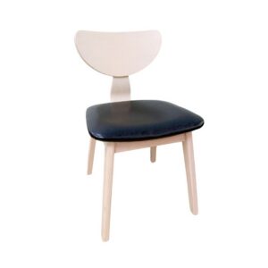 Silla DUBLIN, contrachapado de madera de hevea, natural, similpiel negra