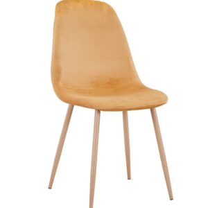 Silla EPOQUE NEW, patas metálicas, terciopelo amarillo mostaza 42