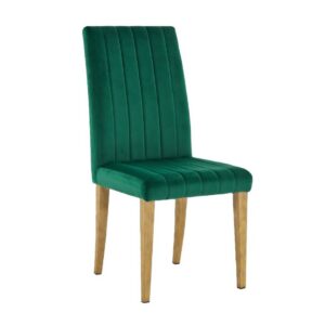 Silla GENOVA, patas metálicas, tapizado velvet verde oscuro